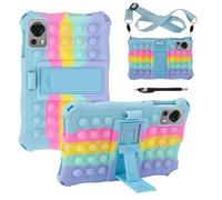 zZjoOoj Housse étui en silicone pour Headwolf Fpad7 / AllDOCUBE iPlay 60 mini / 60 mini Pro / 60 mini Turbo Tablet Housse, étui de protection avec bandoulière et stylet - Bleu