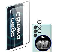 zZjoOoj Lot de 2 films de protection d'écran blindés pour Samsung Galaxy M55 5G + 3 protections d'appareil photo, film de protection d'écran HD avec dureté 9H