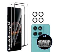 zZjoOoj Lot de 2 films de protection d'écran en verre blindé pour Motorola Moto Edge 60/60 Fusion/60 Pro - 2 films de protection d'écran 3D et 1 film de protection pour appareil photo - Dureté 9H