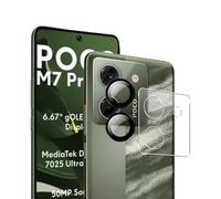 zZjoOoj Lot de 2 films de protection pour appareil photo Xiaomi Poco M7 Pro - Dureté 9H - Anti-rayures - Anneau individuel en métal - Transparent + noir
