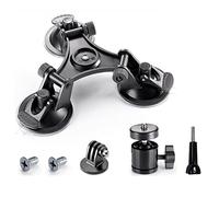 zZjoOoj Support à ventouse triple pour Gopro Hero séries 13/12/11/10, DJI Osmo Action 4/3/2 avec adaptateur de filetage 1/4"-20