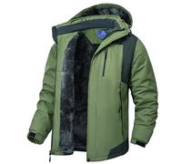Zzkouine Vestes polaires imperméables pour hommes Hiver Chaud Ski Imperméables Manteaux de randonnée en plein air avec capuche de ski et de neige Veste de montagne coupe-vent avec capuche Vert 3XL