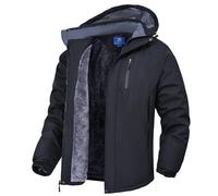Zzkouine Vestes polaires imperméables pour hommes Hiver Chaud Ski Imperméables Manteaux de randonnée en plein air avec capuche de ski et de neige Veste de montagne coupe-vent avec capuche Noir 3XL