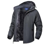 Zzkouine Vestes polaires imperméables pour hommes Hiver Chaud Ski Imperméables Manteaux de randonnée en plein air avec capuche de ski et de neige Veste de montagne coupe-vent avec capuche Gris 3XL