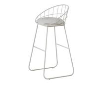 ZZlei2yu-12 Assemblage Facile Simple Iron Bar Stool Restaurant Leisure High Chair Pure White with Backrest