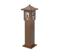 ZZlei2yu-12 Cendrier sur pied Poubelle extinctrice verticale extérieure avec couvercle collecteur de mégots cigarettes zone fumeur pilier cendres en acier inoxydable(Bruin)