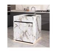 ZZlei2yu-12 Chariot de Rangement Comptoir D'îlot avec Évier Séparé, Cuisine Ouverte, Table De Salle À Manger Mobile, Table De Guidage, Comptoir De Bar Chariot à roulettes