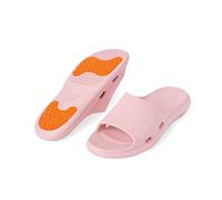 ZZlei2yu-12 Chaussures Mode pantoufles intérieur maison avec salle de bain été bain maman et papa chez les hommes et les femmes âgés pantoufles portables en plein air Pantoufles de Douche(Pink,37-38)