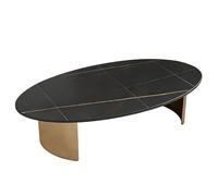 ZZlei2yu-12 Compacte Salon, Usage Domestique, Table Basse en Dalle de Roche, Petite unité, Moderne, Simple, elliptique, Nordique Assemblage Facile(Noir,XXL)