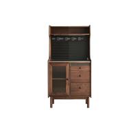 ZZlei2yu-12 Console de Salle à Manger Wooden Sideboard Tea/Coffee Station Stone Slab Countertop Low Storage Cabinet
