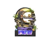 ZZlei2yu-12 Fontaine de Jardin Paysage d'eau Circulaire Aménagement paysager de Cour Ornements décoratifs Hall d'entrée Bureau Rocaille Fontaine Fluide Cascade extérieur(Noir)