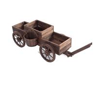 ZZlei2yu-12 Pots de Fleurs Pots de Fleurs rotatifs en Bois créatifs à Quatre Roues, Chariot, boîte, Support décoratif for Patio extérieur