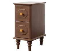 ZZlei2yu-12 Table à thé Table de Chevet compacte et étroite avec Deux tiroirs Quatre Pieds for Le Rangement la Chambre à Coucher Table de Sol(Bruin,Petit)