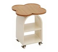 ZZlei2yu-12 Table à thé Table de Chevet Mobile avec roulettes à Panneau supérieur en Forme trèfle for Chambre Coucher Table de Sol(Blanc)