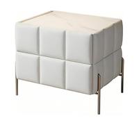 ZZlei2yu-12 Table à thé Table de Nuit à Bords surélevés, Dessus en Pierre, Support Jambe métal, Deux tiroirs for Chambre Coucher Table de Sol(Blanc)