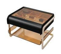 ZZlei2yu-12 Table à thé Table de Nuit avec Compartiment Organisateur et Base Ouverte for Chambre ou Salon Table de Sol(Noir)
