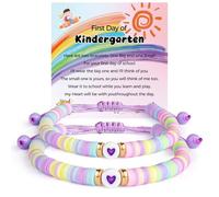 ZZLTAWS Ensemble de bracelets assortis pour le premier jour d'école maman et moi - Cadeau de rentrée scolaire - Bijoux réglables en forme de cœur en argile pour mère, fille, papa, fils