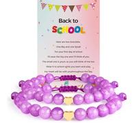 ZZLTAWS Mommy and Me Bracelet de premier jour d'école maternelle pour mère et fille - Bracelets assortis en perles et cœurs - Cadeau pour la rentrée scolaire, Adjustable size, Pierre, Pas de gemme