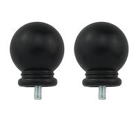 ZZLZX Lot de 2 embouts de tringle à rideaux ronds en plastique noir (diamètre de la vis 5 mm, diamètre de la boule 35 mm, pour tige de 16 mm)