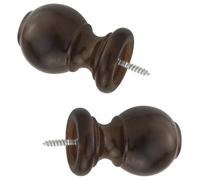 ZZLZX Lot de 2 tringles à rideaux décoratives en bois massif avec tête romaine sphérique - Accessoires couleur café de 28 mm de diamètre - Embouts de tringle à rideaux pour bureau, salon, chambre à