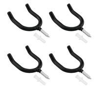ZZLZX Lot de 4 crochets à visser en forme de U robustes et pratiques pour outils de jardin, pelles, râteaux, noir