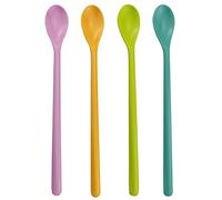ZZLZX Lot de 4 cuillères à mélanger à long manche de 22,6 cm - Grandes cuillères à mélanger pour thé glacé, crème glacée, cocktail, chocolat chaud (rose, jaune, bleu, vert)