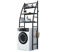 Zzmop Support de Rangement pour Machine a Laver a 3 Couches,Étagère de Salle de Bain Utilitaire en Acier Inoxydable avec Crochets,pour Buanderie,Toilettes.