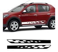 ZZMOQ Autocollant de Voiture pour Renault Dacia Sandero 2 Stepway RS ， 2 pièces Porte de Voiture Rayures latérales Jupe Autocollant Course Sport Corps Vinyle décalcomanie Accessoires de Voiture