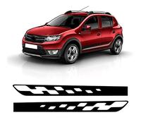 ZZMOQ pour Renault Dacia Sandero 2 Stepway RS, 2 pièces de Course Sport Voiture Porte Bandes latérales Jupe Autocollant Vinyle décalcomanie Accessoires