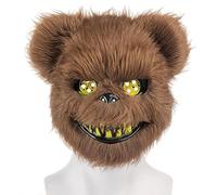 ZZOUFI Masque Halloween Horreur, Masque d'Ours en Peluche Sanglante, Masque Effrayant Halloween Realiste pour Adulte Enfant, Masque Qui Fait Peur, Masque d'Animal d'Terreur (Marron)