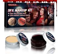 ZZQVIP Maquillage Halloween Effets Spéciaux - Cire de Cicatrice, Faux Sang et Spatule, Kit Maquillage Zombie et Cosplay, Sang Halloween pour Visage et Peau, Déguisement Théâtre et Soirées à Thème