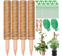 ZZQVIP Tuteur Monstera 4 PCS 40 CM, Bâton en Fibre de Coco Naturelle avec Ficelle et Liens de Fixation, Support Extensible pour Plantes Grimpantes, Tuteur pour Plantes d’Intérieur et de Jardin