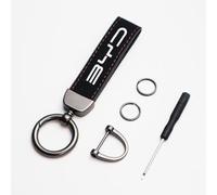 ZZRSXZSR Porte-clés de Voiture en Cuir avec Logo pour BYD,Cuir Porte-clés de Voiture Clé de Voiture Anneau Porte-clés Anneau,Black