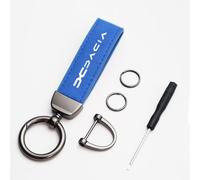 ZZRSXZSR Porte-clés de Voiture en Cuir avec Logo pour Dacia Duster/Spring Lodgy/Dokker Van,Cuir Porte-clés de Voiture Clé de Voiture Anneau Porte-clés Anneau, Blue