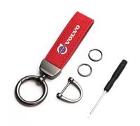 ZZRSXZSR Porte-clés de Voiture en Cuir avec Logo pour Volvo XC Classic EX30,Cuir Porte-clés de Voiture Clé de Voiture Anneau Porte-clés Anneau, Red