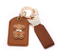 ZZRSXZSR Porte-clés Mignon Femmes pour BYD Tang Song Yuan Qin Su Rui E2 E3 Étui à Pile avec Fente Carte RFID, Accessoire Adorable pour Cartes d'ascenseur et d'Accès,Brown