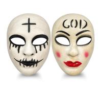 ZZRSYJ Lot de 2 masques d'Halloween Horreur The Purge Anarchy God et masque Cross Killer pour Halloween, cosplay, bals masqués, fêtes de clown, maisons hantées, photographie sur le thème de l'horreur