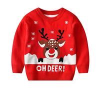 ZZSEAI Bébé Noël Tricoté Sweater À Manches Longues,Pull en Tricot Doux - Motif Renne Enfant Hiver Sweat-Shirt Pull De NoëL Fille 10 Ans Pull Tricoté Noel Manteau Outwear 9-12 Mois Pulls Sweat Hauts