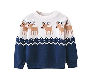 ZZSEAI Enfants Filles garçons Pull tricoté Rennes de Noël,Noël Nouveauté Pull Enfant Hiver Sweat-Shirt Pull Noel Bebe 18 Mois Pull Noel Fun Cadeau de Noel pour Enfants 7 à 14 Ans Pulls Sweat Hauts