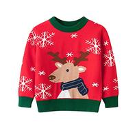 ZZSEAI Enfants Filles garçons Pull tricoté Rennes de Noël,Noël Renne Tricoté Pulls à Manches Longues Sweat Noel Enfant Pull Noel Bebe Garcon Pull Noel Bébé Dessin animé Mignon Pulls Sweat Hauts