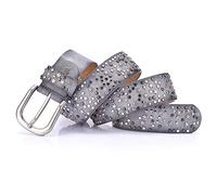 ZZSRJ Ceinture à rivets tendance pour femme, style rock, ceinture pour homme, cuir à paillettes, boucle en métal, rivets larges en métal (longueur de la ceinture : 105 cm, couleur : G)