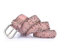 ZZSRJ Ceinture à rivets tendance pour femme - Style rock - Ceinture pour homme - Cuir à paillettes - Boucle en métal - Rivets métalliques larges (longueur de la ceinture : 105 cm, couleur : rose)