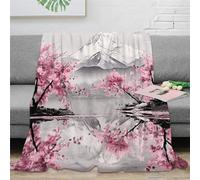 ZZSSSM Cerisier Japonais Couverture Imprimée Imprimée 3D Couverture Ultra Douce Flanelle Velours Peluche Couverture pour Voyager Lit Ou Canapé Convient Adultes Et Enfants 80x90inch(200x230cm)