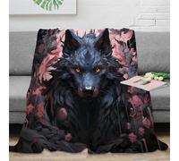 ZZSSSM Loup Anime Couverture Imprimée Couverture 3D Flanelle Couverture De Lit en Peluche Chaud Doux Et Confortable Convient Adultes Et Enfants 60x80inch(150x200cm)
