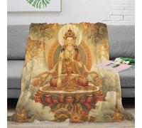 ZZSSSM Statue de Bouddha Couverture Douillette en Flanelle Moelleuse Douce Et Chaude Couverture Imprimée 3D Couverture De Canapé pour Adolescents Et Adultes 70x80inch(180x200cm)