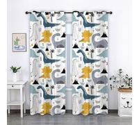 ZZTBQ Dinosaure Lot de 2 Rideaux Occultants, Dinosaure De Dessin Animé Coloré Motif Animal Rideau Thermique Isolant Anti Froid, 75x166, Rideau Occultant avec Œillets - Rideau Fenetre