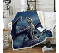 ZZTBQ Dragon Imprimée Couverture en Polaire pour Adolescent Dragons Imprimée Sherpa Couverture Plaid Polaire 1 Personne 130 x 150 cm Imprimée Dragons Couverture Polaire Double Face
