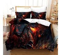 ZZTBQ Dragons Housse de Couette pour Chambre Enfant 1 Personne 140x200/65x65 (2 Piece) Lit d'enfant Dragon de feu Parure de lit Enfant pour Garçons et Filles