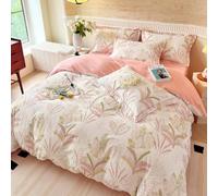 ZZTBQ Housse de Couette 280x240 cm Motif de Feuilles crème Rose Vert Sauge