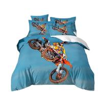 ZZTBQ Motif Moto Parure de Lit 90x190cm Enfant Dirt Bike Extreme des Sports Housse de Couette 1 Personne Motocross Rider Doux Microfibre Housse de Couette Enfant & taie d'oreiller